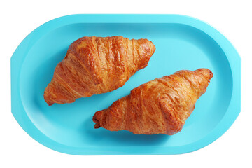 Croissants on a plastic tray