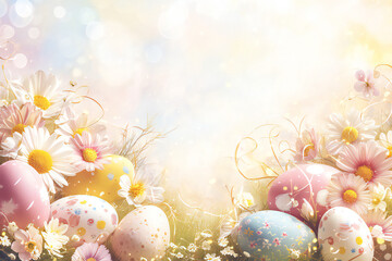 bright easter eggs background