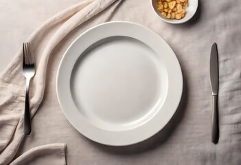Plate with Fork and Knife, white, restaurant