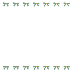 Obraz premium 緑色と黄色のシンプルなリボンが並んだフレームイラスト