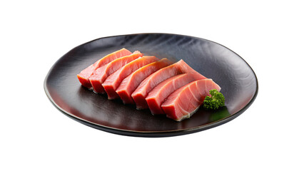 Fresh tuna sashimi on a black plate