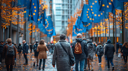 Europe Day. A photo displaying the freedom of European values. - obrazy, fototapety, plakaty