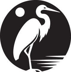 Egret Bird  Silhouette , illustration 