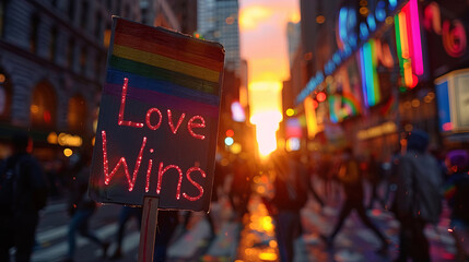 Naklejka premium A close-up of a homemade sign, carried in a peaceful protest, reading 