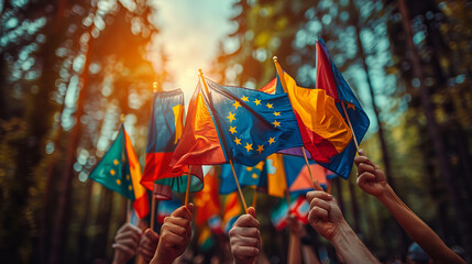 Europe Day. A photo displaying the freedom of European values. - obrazy, fototapety, plakaty