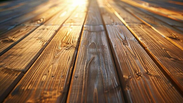 A closeup of a section of the wooden deck revealing the painstaking attention to detail in the placement of each individual plank. The natural grains of the wood are highlighted