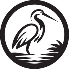 Egret Bird Silhouette , illustration