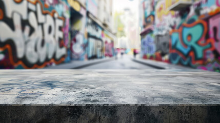 An urban scene showcasing street art and graffiti along a city alleyway, capturing the raw essence...