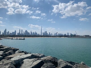 View of the Dubai skyline on a beautiful morning