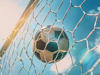 a football ball in a net