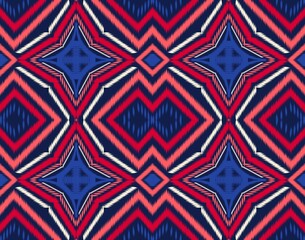 Seamless ikat pattern geometric Abstract folklore ornament Tribal ethnic illustration background