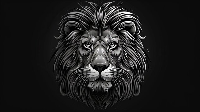 Monochrome Lion Portrait: Majestic Black and White