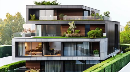 Green Rooftop Residential District - obrazy, fototapety, plakaty