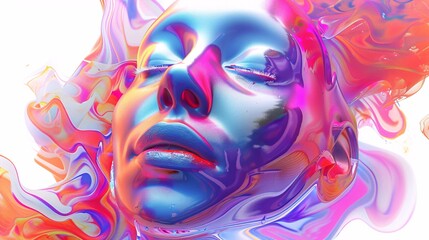 a face of a woman with colorful paint - obrazy, fototapety, plakaty