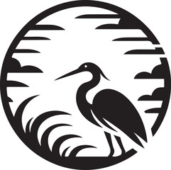 Egret Bird Silhouette , illustration