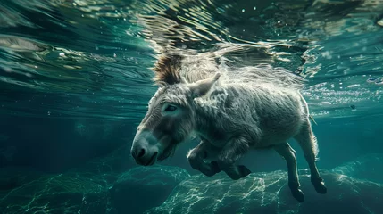 Fotobehang Swimming Donkey Underwater © Nurana