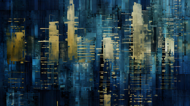 Digital blue artistic city abstract graphic poster web page PPT background