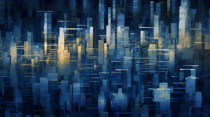 Digital blue artistic city abstract graphic poster web page PPT background