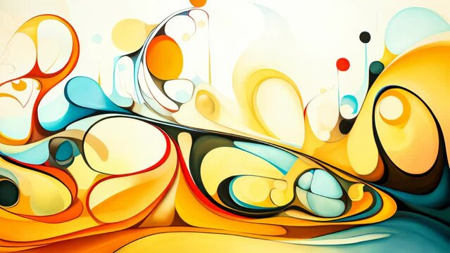 Abstract painting with colorful lines and shapes