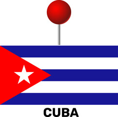 Cuba flag, location pin, location pointer