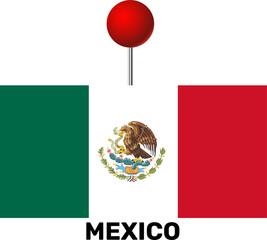 Mexico flag, location pin, location pointer