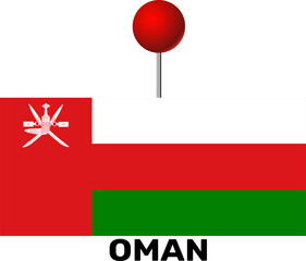 Oman flag, location pin, location pointer	