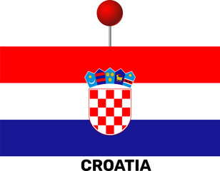 Croatia flag, location pin, location pointer	 - obrazy, fototapety, plakaty