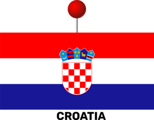 Croatia flag, location pin, location pointer	