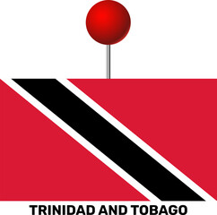 Trinidad and Tobago flag, location pin, location pointer	