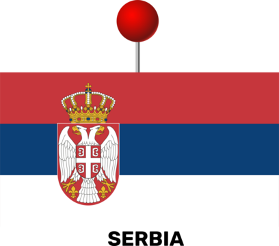 Serbia flag, location pin, location pointer	