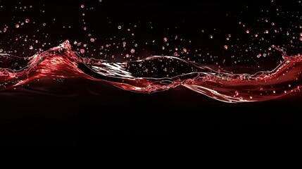 a fluid scene of crimson waves undulating with intense energy, contrasting dramatically against the deep black background, symbolizing raw power and natural fluid motion. - obrazy, fototapety, plakaty