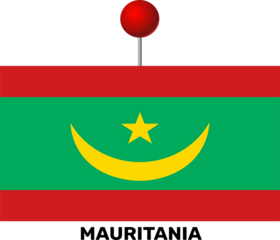 Mauritania flag, location pin, location pointer	