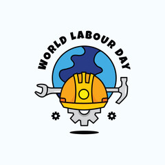 world labour day illustration with groovy style