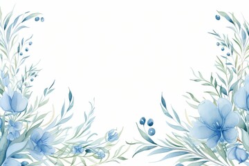 Fototapeta na wymiar watercolor of rosemary clipart featuring delicate blue flowers and green foliage. flowers frame, botanical border, watercolor clipart isolated on white background