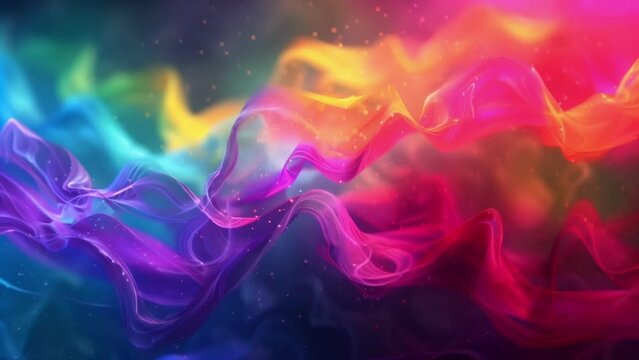 Whirling ribbons of rainbow colors create a sense of motion and flow in this captivating smoke art image.