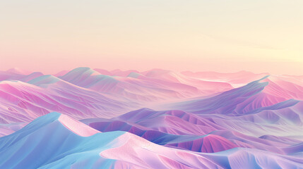 sunrise in mountains 3d render pastel colors
