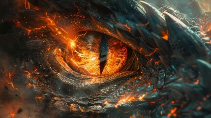Create an awe-inspiring image featuring a dragon's eye