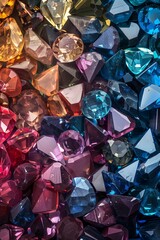Multi-Colored Gemstones in Lustrous Close-Up