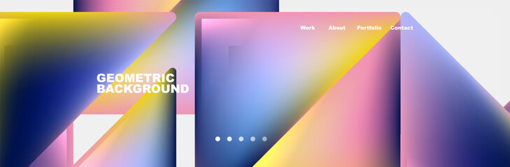 Colorful fluid gradient triangles and squares web site template. Vector Illustration For Wallpaper, Banner, Background, Card, Book Illustration, landing page