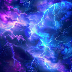 Thunderstorm Spectacle: Electric Blue and Vivid Purple Sky
