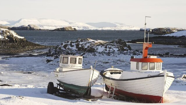 Leftout harbour ships at Stykkisholmur Iceland peninsula
 