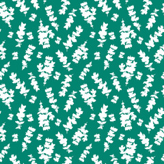 Salvia silhouettes seamless pattern on green background
