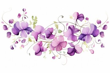 watercolor of sweet pea clipart with pastel-color. on White Background. Clipart for Mother's Day, 8 March, Women's Day. Ideal for print, invitation, greeting card.