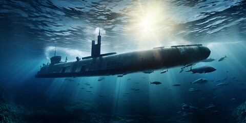 Military weapon nuclear submarine war weapon deep sea underwater battleship wallpaper background

