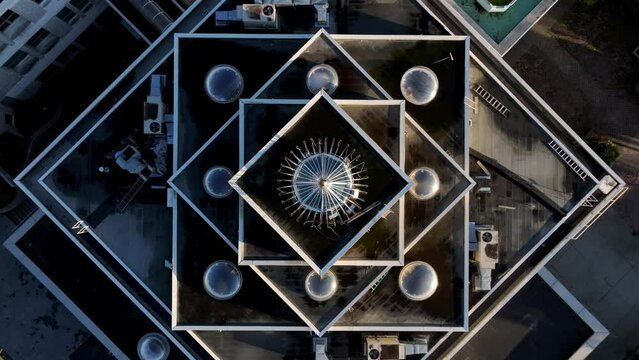 Descending On The Sikh Temple Of Khalsa Diwan Society In Vancouver, Canada. Aerial Shot