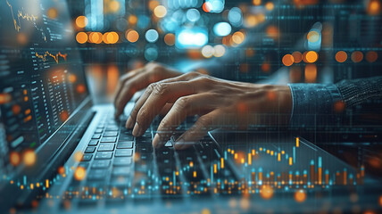 Digital analytics: Hands filming, innovative tech concept