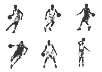Set of collection basketball silhoutte