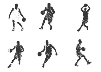 Fototapeta na wymiar Set of collection basketball silhoutte