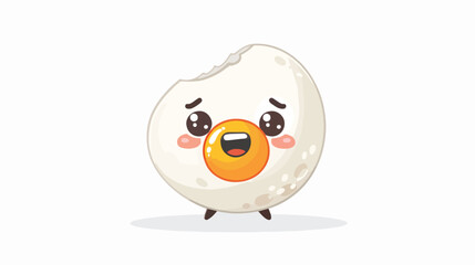 Egg fried kawaii character Flat vector 