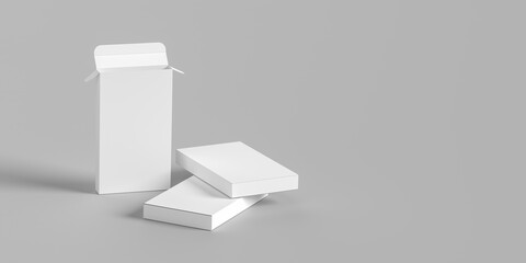 Box mock up isolated on white background. Cosmetics or medicine box mock up. 3D illustration. - 773747321